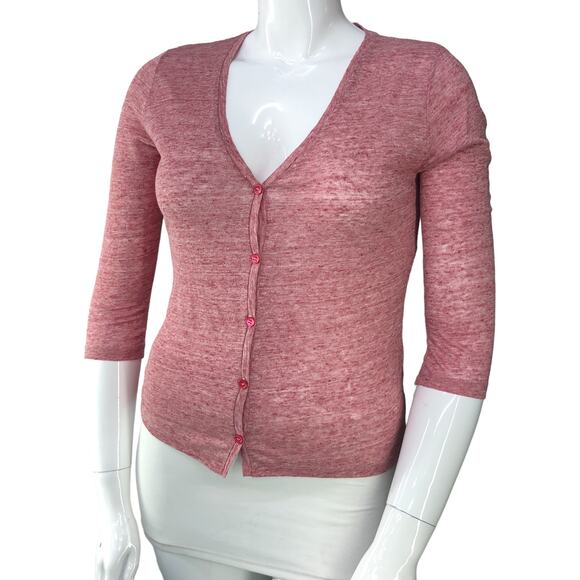 Majestic Filatures Womens Size 3 US M Deluxe Tee Shirt Cardigan Linen V Neck - Picture 1 of 15